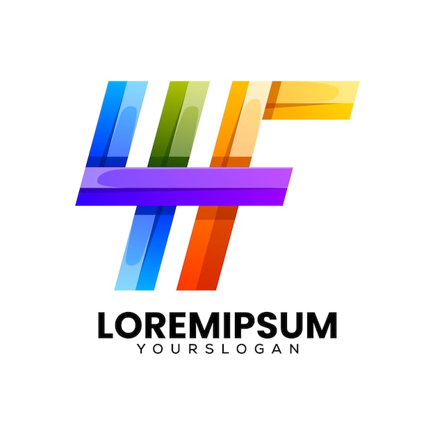 diseño del logotipo del icono colorido del número 4 y la letra f