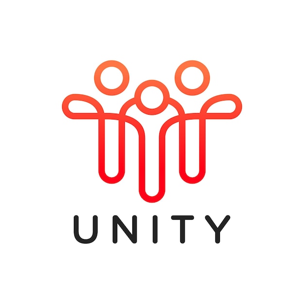 Diseño de logotipo de icono de contorno de línea de unidad humana juntos