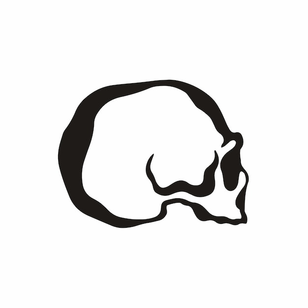 Diseño de logotipo de icono de cráneo humano ilustración de vector plano de tatuaje de plantilla en blanco y negro