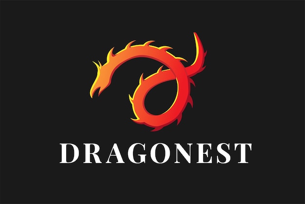 Diseño de logotipo de icono de degradado de dragón