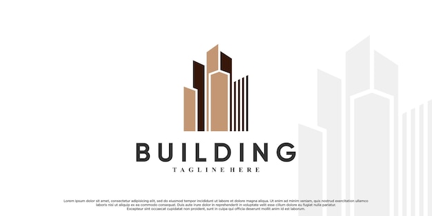 Diseño de logotipo de icono de edificio con concepto creativo Vector Premium