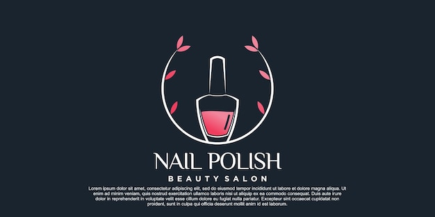 Diseño de logotipo de icono de esmalte de uñas para salón de uñas o estudio de belleza con concepto creativo Vector Premium