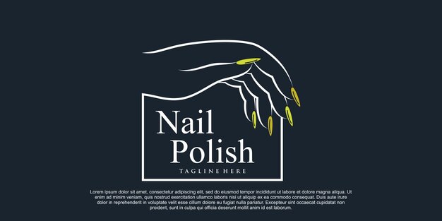 Diseño de logotipo de icono de esmalte de uñas para salón de uñas o estudio de belleza con concepto creativo Vector Premium