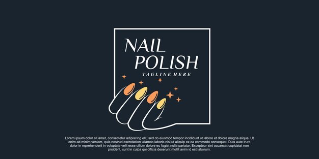 Diseño de logotipo de icono de esmalte de uñas para salón de uñas o estudio de belleza con concepto creativo Vector Premium