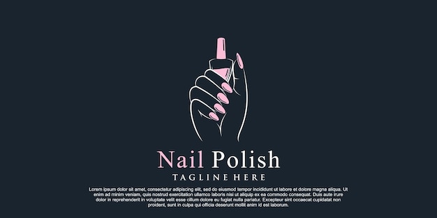 Diseño de logotipo de icono de esmalte de uñas para salón de uñas o estudio de belleza con concepto creativo Vector Premium