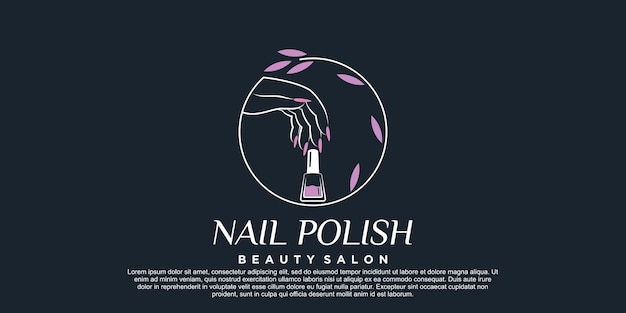 Diseño de logotipo de icono de esmalte de uñas para salón de uñas o estudio de belleza con concepto creativo Vector Premium