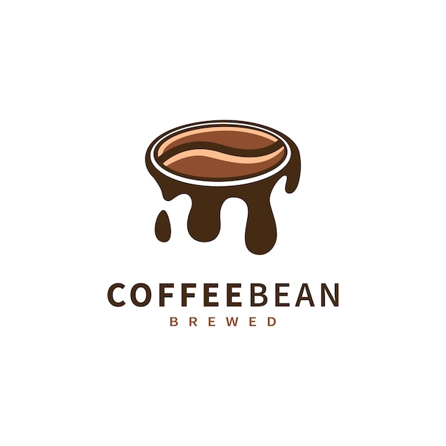 Diseño de logotipo de icono de gota de grano de café Ilustración de vector elaborado café en grano