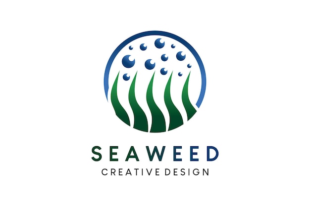Diseño de logotipo de icono de ilustración de algas planas simples con concepto creativo