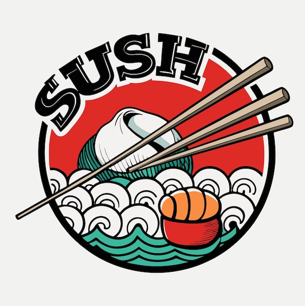 diseño de logotipo icono ilustración de comida sushi