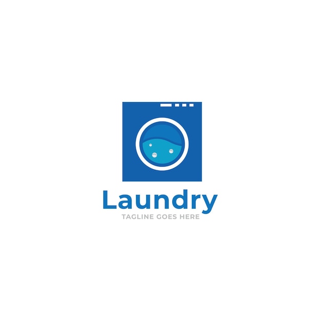 diseño de logotipo icono de lavandería lavadora con burbujas para ropa de negocios lavar limpia moderna