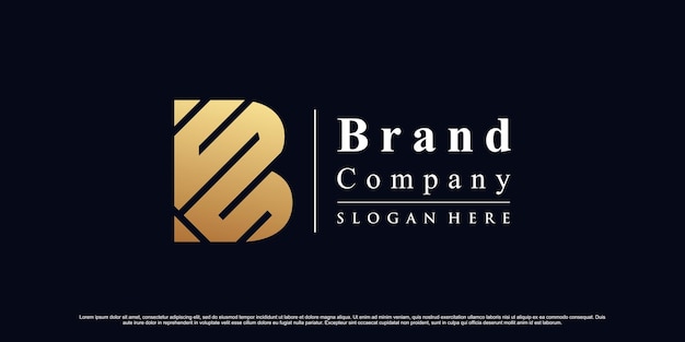 Diseño de logotipo de icono de letra b con color degradado dorado y concepto creativo Vector Premium