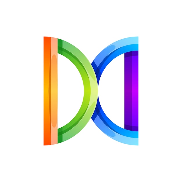 Vector diseño de logotipo de icono de letra doble d colorida