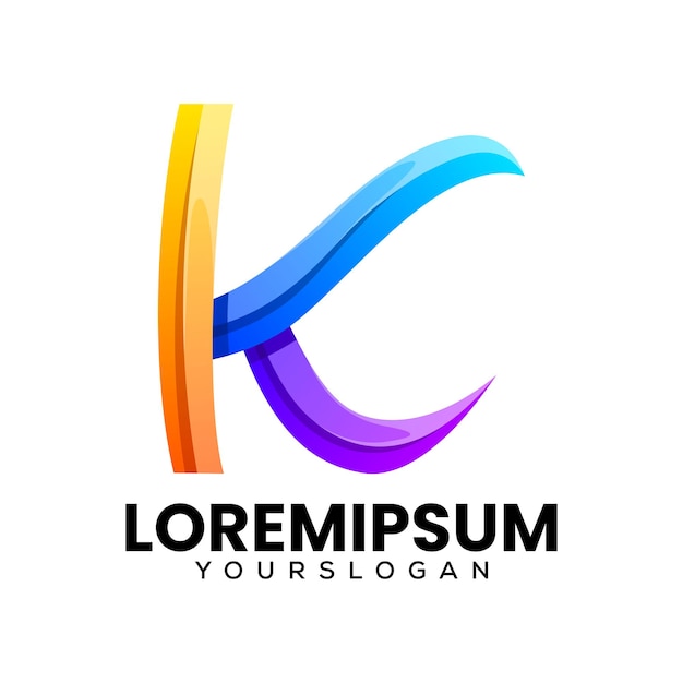 Diseño del logotipo del icono de la letra k colorida