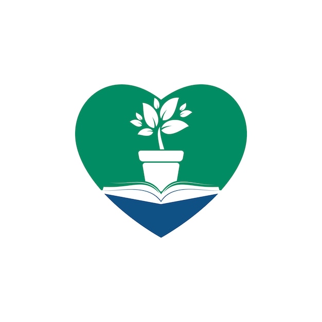 Diseño de logotipo de icono de libro y maceta