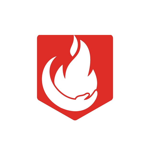 Diseño de logotipo de icono de mano y fuego