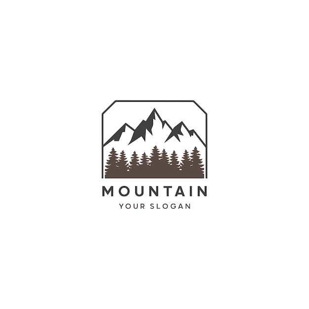Diseño del logotipo del icono de la montaña Ilustración vectorial