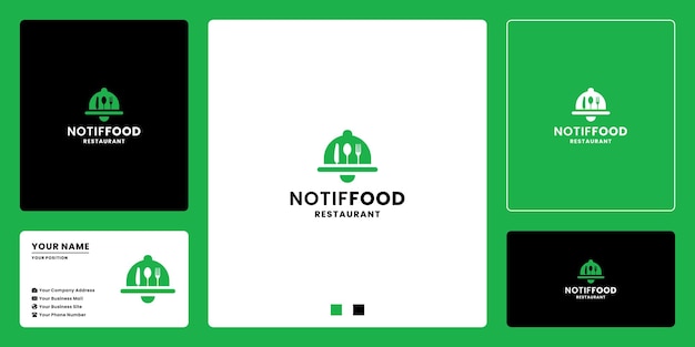 Diseño de logotipo de icono de notificación de alimentos para restaurante y saludable