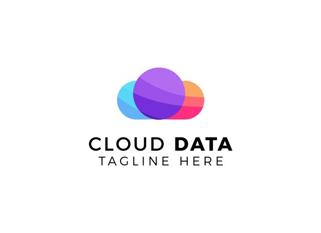 Diseño de logotipo de icono de nube de Wordmark