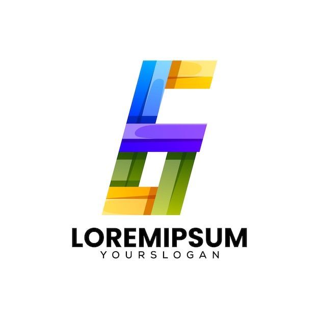 diseño del logotipo del icono del número inicial 6 colorido