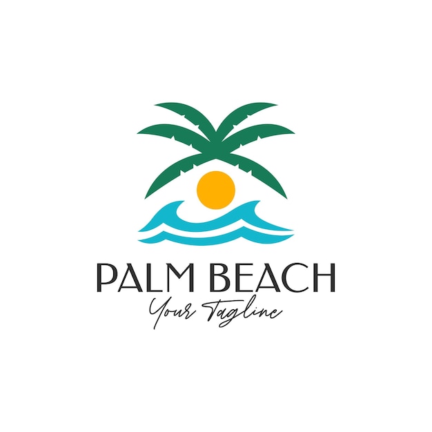 Diseño de logotipo de icono plano de palm beach