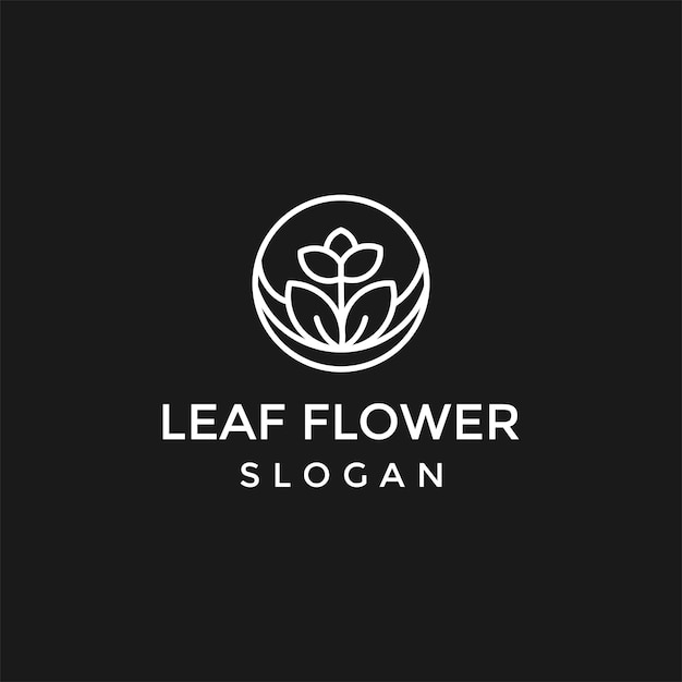 diseño de logotipo de icono plano de vector de logotipo de flor de hoja