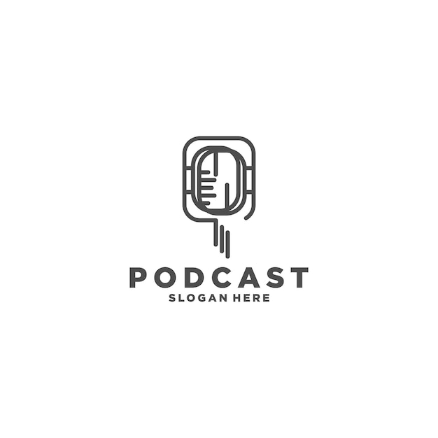 Diseño del logotipo del icono del podcast Micrófono icono plano Vector