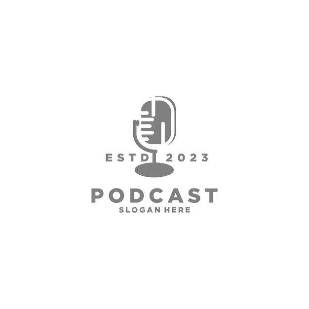 Diseño del logotipo del icono del podcast Micrófono icono plano Vector