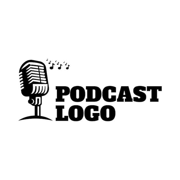 Diseño de logotipo de icono de podcast vector Diseño de logotipo de podcast o radio Ilustraciones del diseño de logotipo de podcast