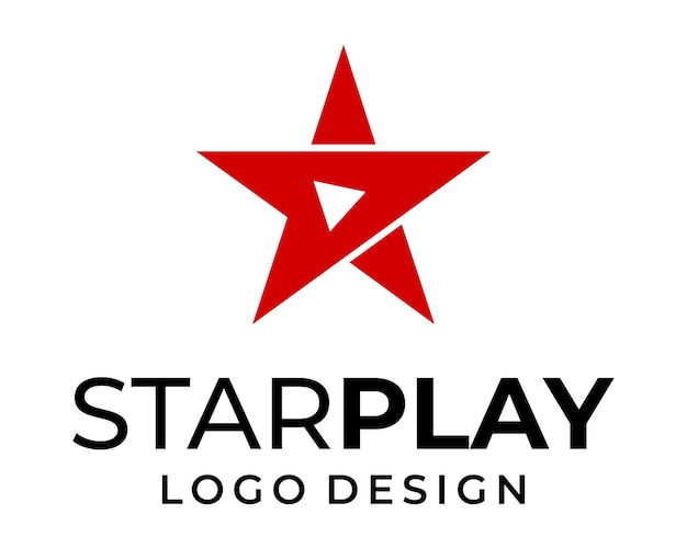 Diseño de logotipo de icono de reproducción de estrellas y vídeo.