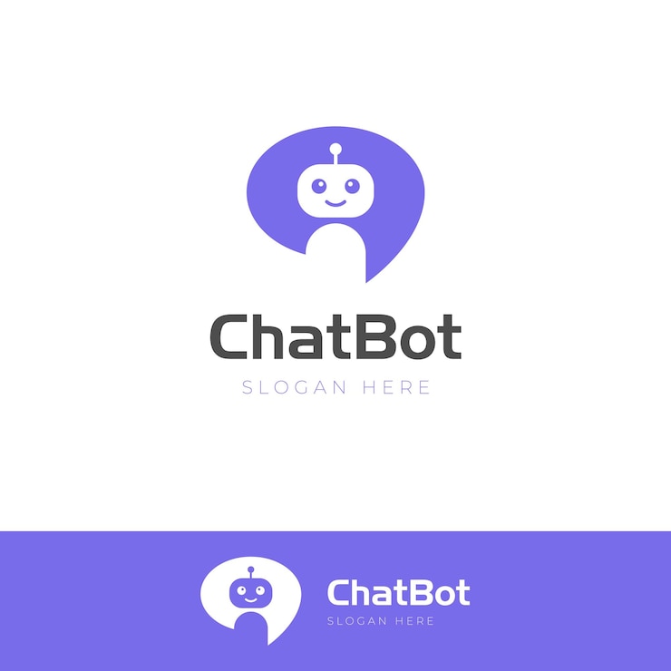 Vector diseño de logotipo de icono de robot simple signo de chat bot para el concepto de servicio de soporte logotipo de estilo plano minimalista de chatbot