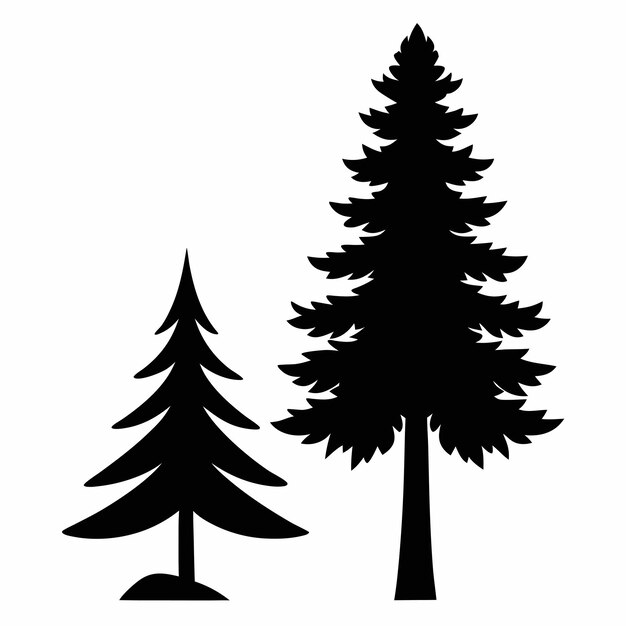 El diseño del logotipo del icono de la silueta de la línea de arte del vector de color del árbol de pino