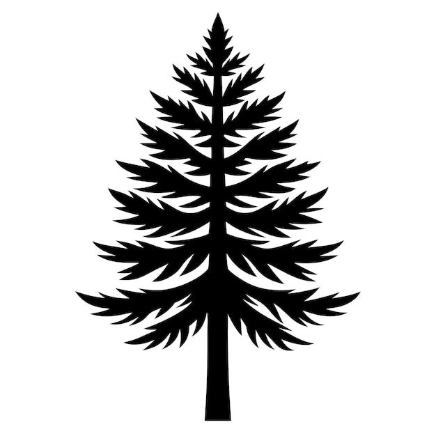 El diseño del logotipo del icono de la silueta de la línea de arte del vector de color del árbol de pino