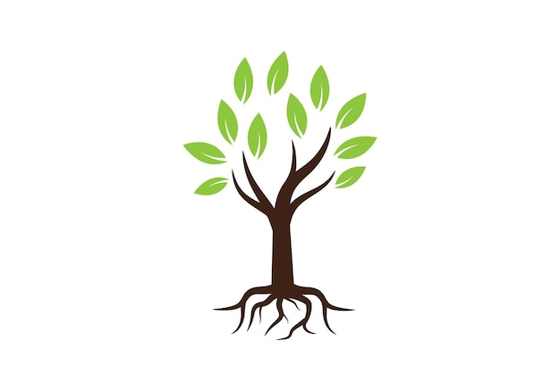 Diseño de logotipo de icono y símbolo de árbol