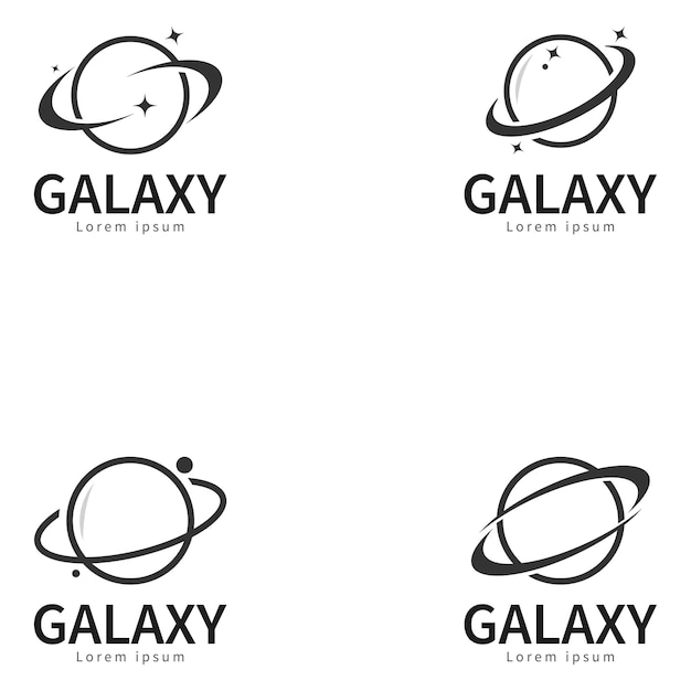 diseño del logotipo y el icono del símbolo del planeta galáctico