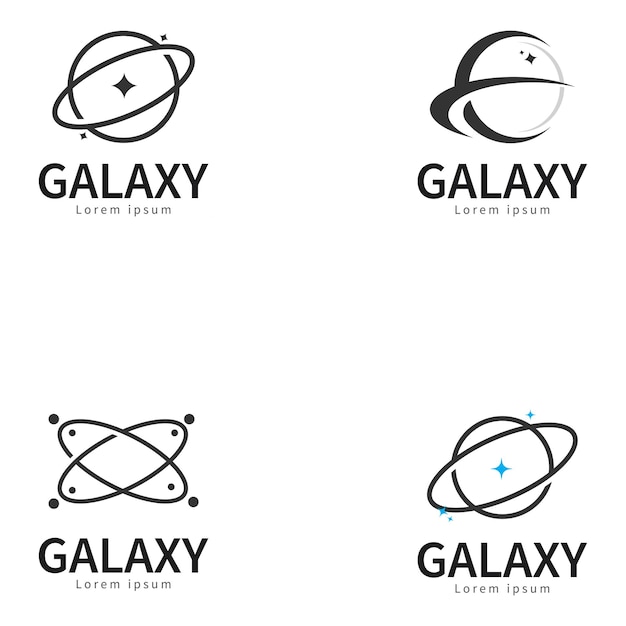 diseño del logotipo y el icono del símbolo del planeta galáctico