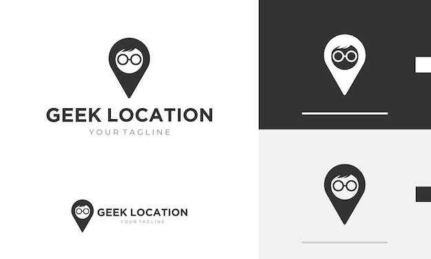Diseño de logotipo icono símbolo signo ubicación pin genio geek viaje viaje ojo pin dirección visión de negocio