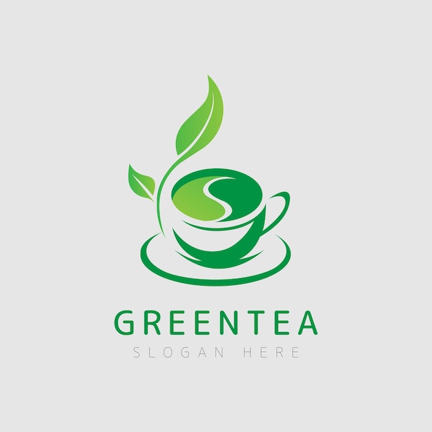 Diseño de logotipo de icono de taza de té verde