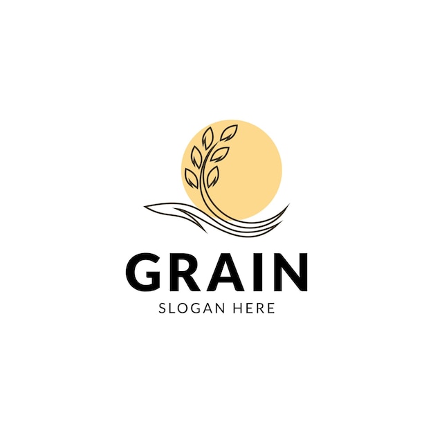 Diseño de logotipo de icono de vector de grano de trigo simple.