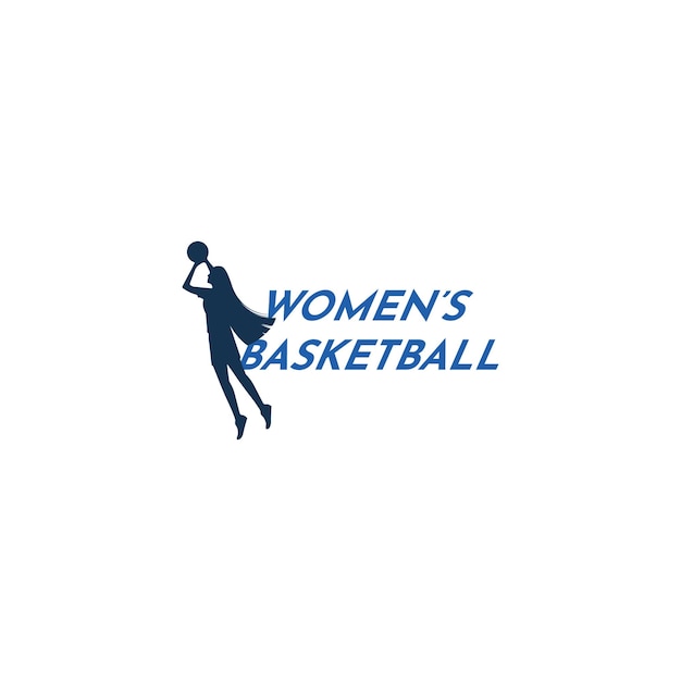 Diseño de logotipo de icono de vector de jugador de baloncesto de mujer