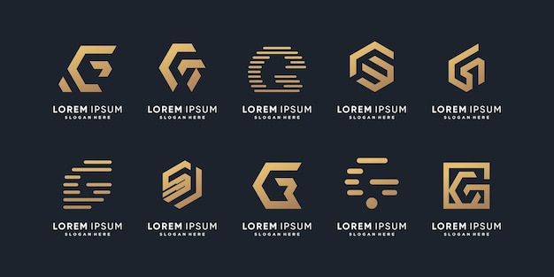 Diseño de logotipo de icono de vector de letra G con estilo único creativo Vector Premium