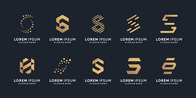 Diseño de logotipo de icono de vector de letra s con estilo único creativo vector premium