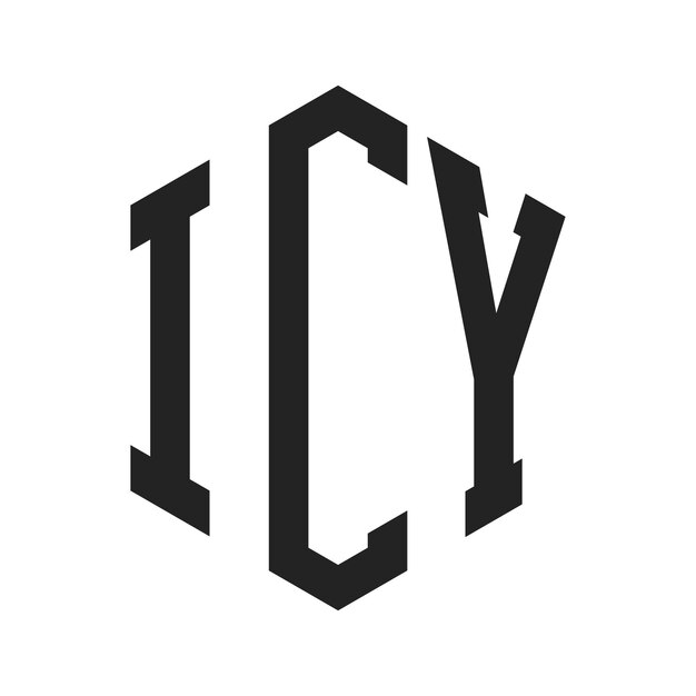 Diseño del logotipo de ICY Letra inicial Monograma de ICY Logotipo con forma de hexágono