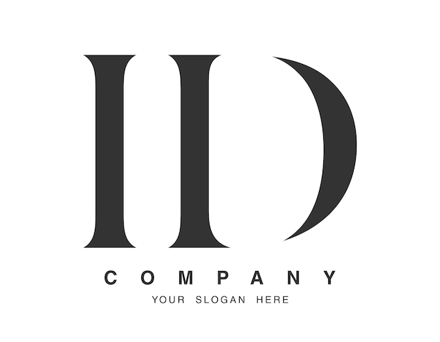 Diseño del logotipo de identificación Letra inicial i y d estilo de fuente serif Nombre de empresa clásico creativo tipografía Logotipo o identidad de moda