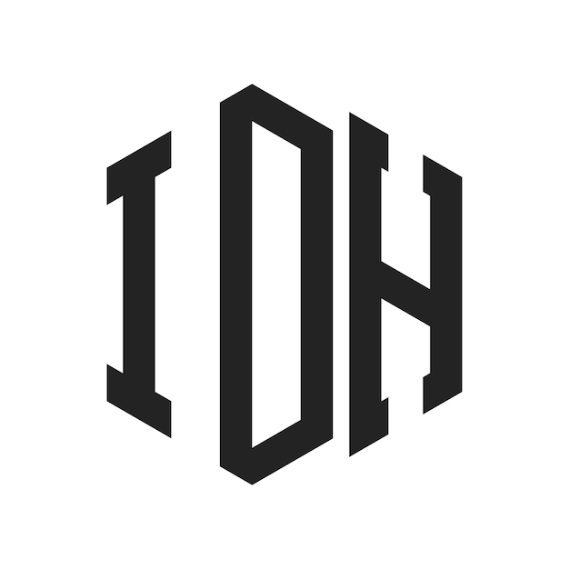 Diseño del logotipo IDH Letra inicial IDH Monograma Logotipo con forma de hexágono