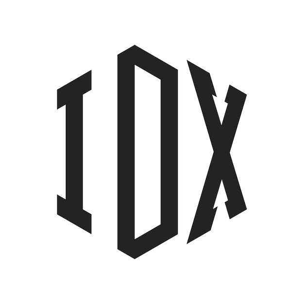 Diseño del logotipo IDX Letra inicial IDX Monograma Logotipo con forma de hexágono
