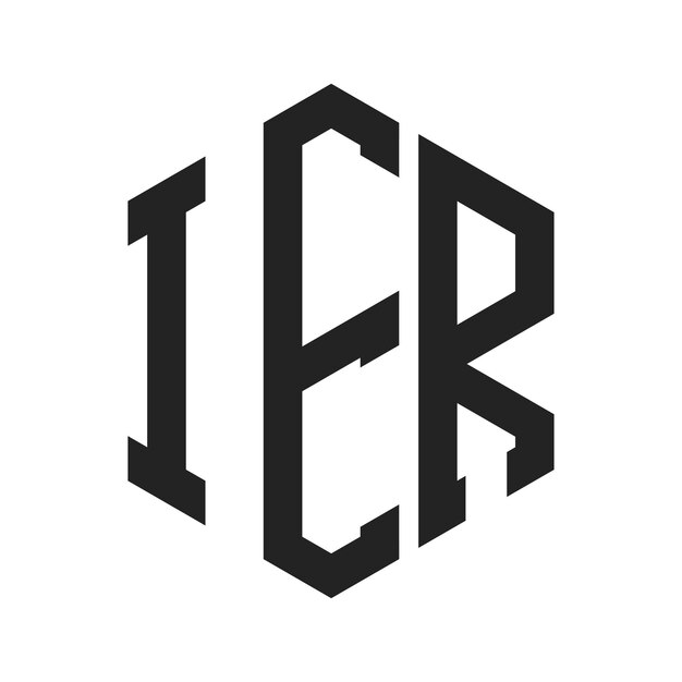 Diseño del logotipo de IER Letra inicial Logotipo del monograma de IER con forma de hexágono