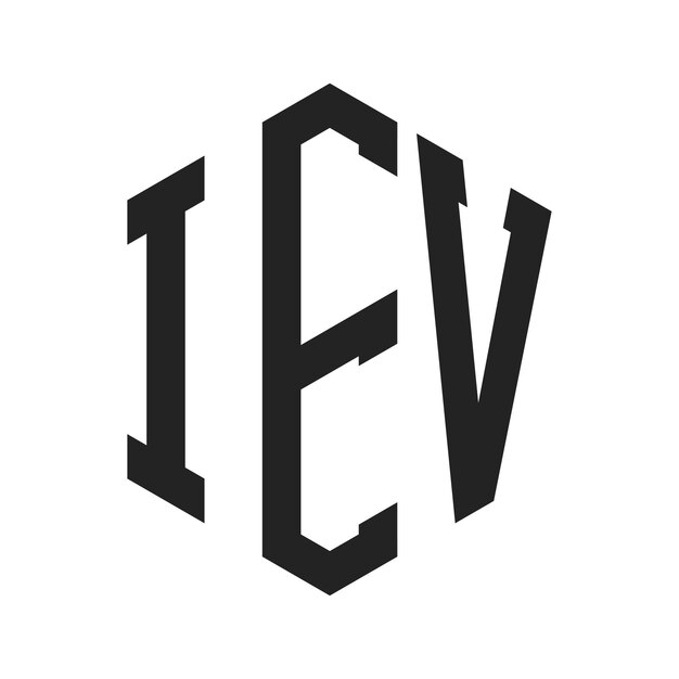 Diseño del logotipo de IEV Letra inicial Logotipo del monograma de IEV con forma de hexágono