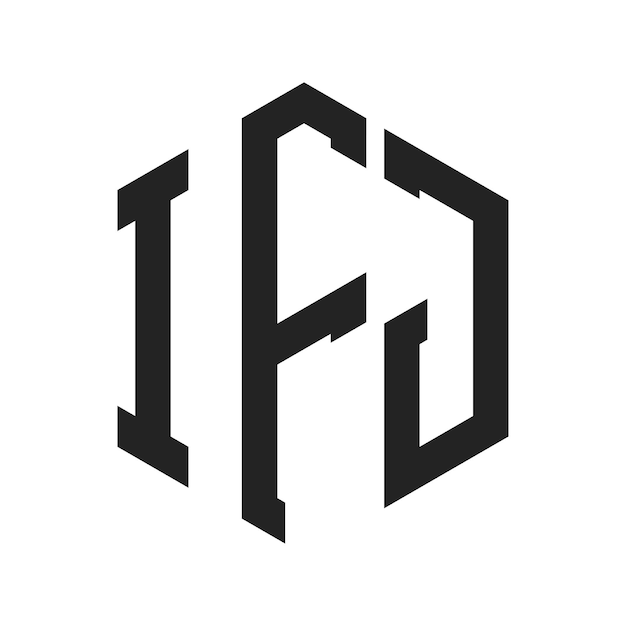 Diseño del logotipo IFJ Letra inicial IFJ Monograma Logotipo con forma de hexágono