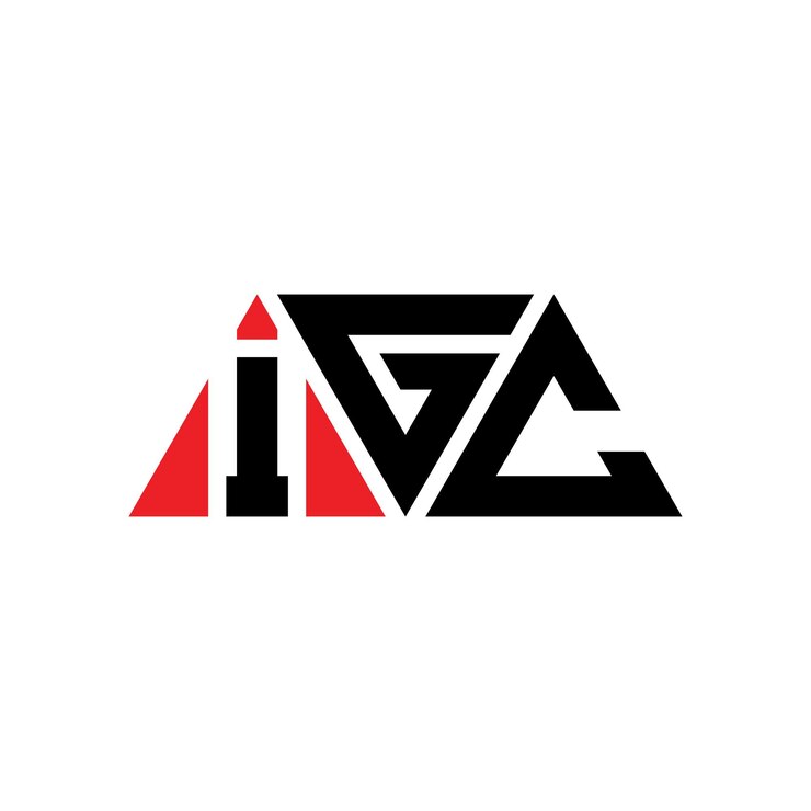 Vector diseño de logotipo de igc triángulo con forma de triángulo igc diseño de logotipo triángulo monograma igc modelo de logotipo vectorial triángulo de igc con color rojo logotipo triangular igc sencillo elegante y lujoso logotipo igc