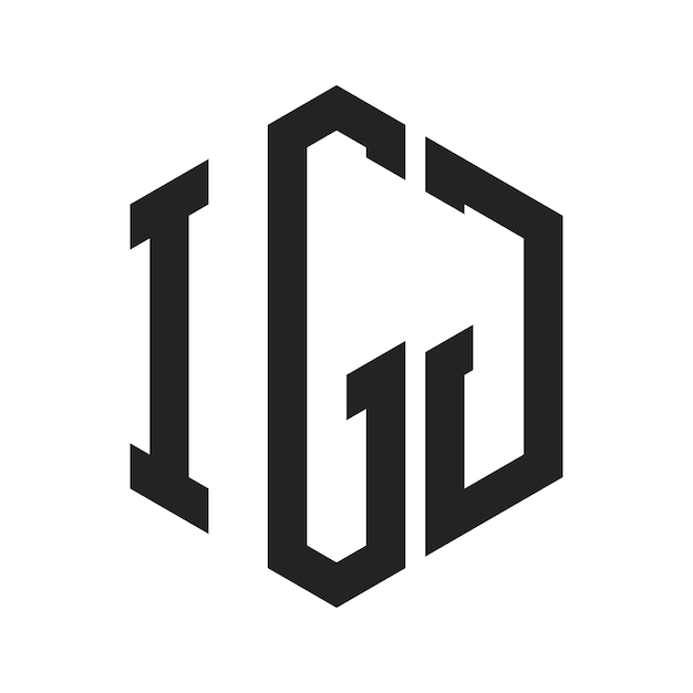 Diseño del logotipo IGJ Letra inicial IGJ Monograma Logotipo con forma de hexágono